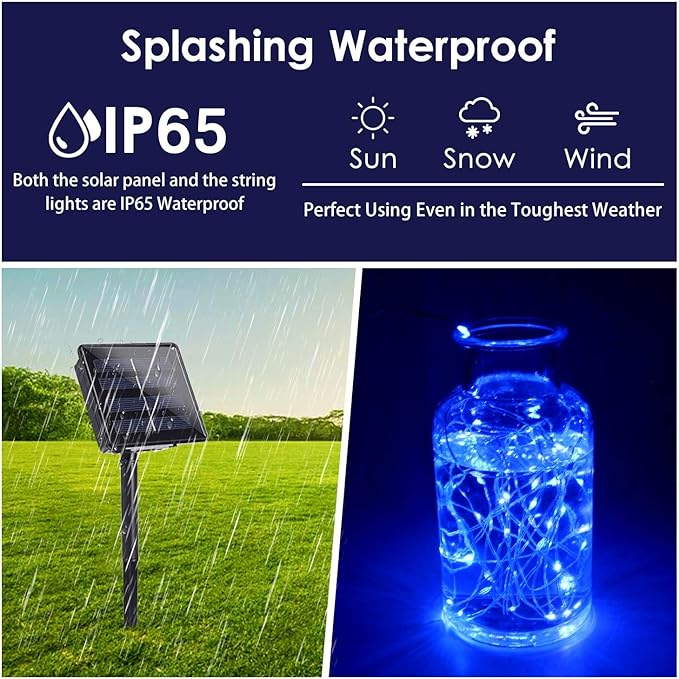 Solar String Lights Outdoor, Copper Wire 8 Lighting Modes Fairy Light - Image 2