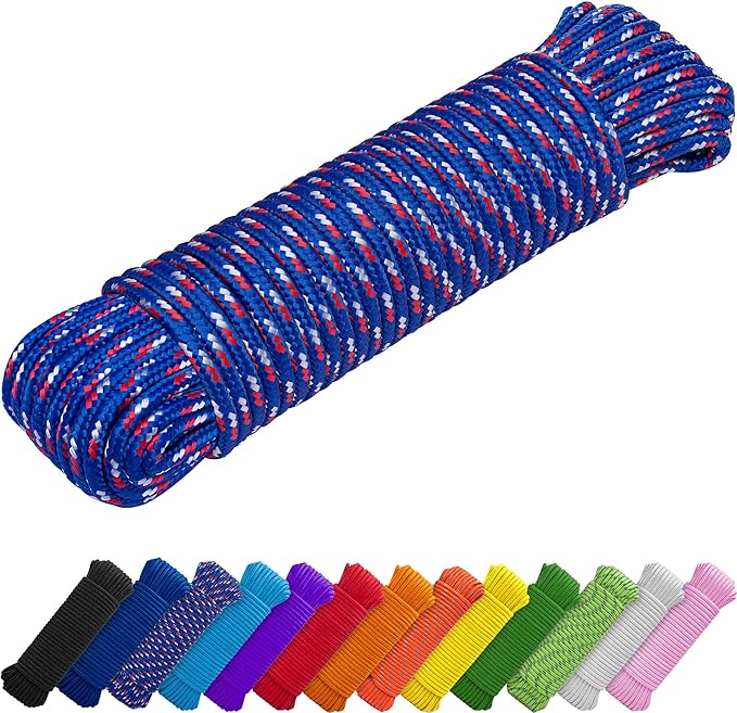TECEUM Rope – 90 Feet x 1/4 Inch – Patriot Mix – Strong All-Purpose Utility by TECEUM