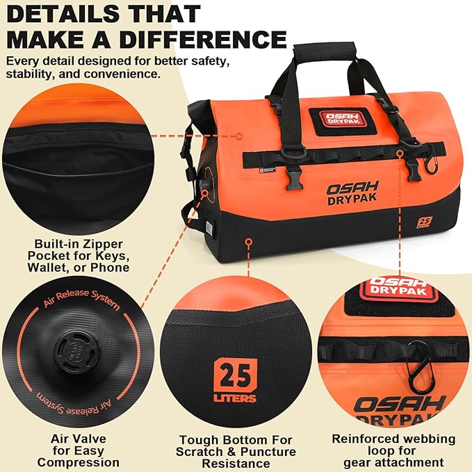 OSAH DRYPAK Waterproof Duffel Bag 25L/40L/60L – Heavy-Duty Motorcycle Tail Bag - Image 3