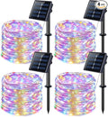 JMEXSUSS 4 Pack 100 LED Solar Christmas Lights, 33ft Solar String Lights by JMEXSUSS
