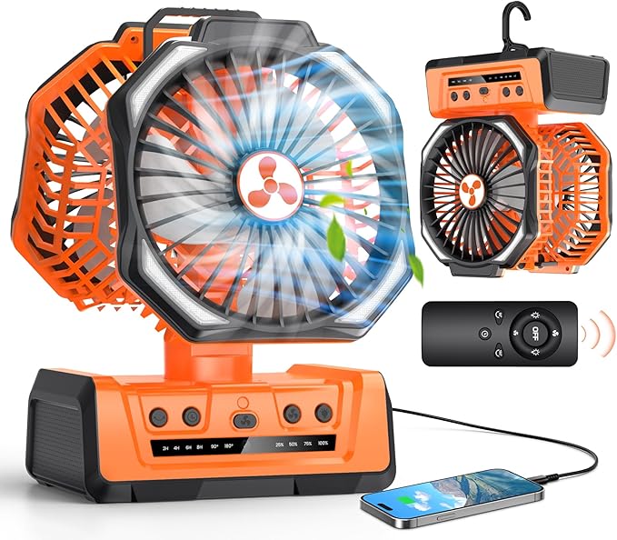 Dual Head Portable Rechargeable Fan 20000mAh Battery Powered Camping Fan by OnlyNewforYourLife