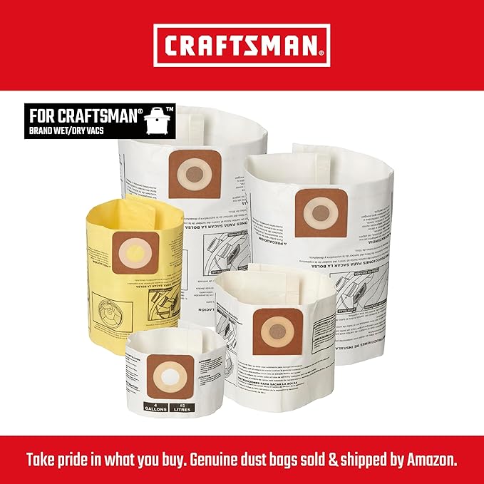 CRAFTSMAN CMXZVBE38749 Genuine General Purpose Wet Dry Vac Dust Collection Bags - Image 5