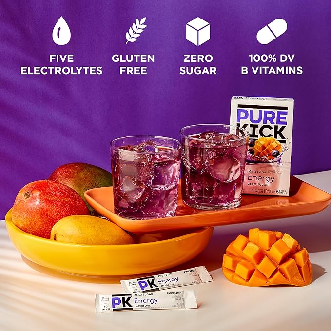 Pure Kick Energy Singles To Go Drink Mix, Mango Acai, Includes 12 Boxes - Image 4