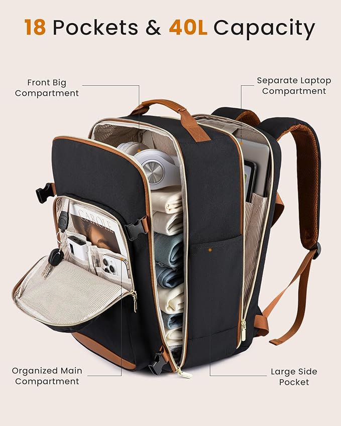 LOVEVOOK 56L Travel Backpack for Women & Men, Airline Approved Carry On Luggage - Image 4
