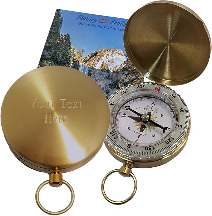 Glow in the Dark Brass Pocket Compass by StanleyLondon