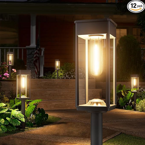 12 Pack Bright Solar Pathway Lights Outdoor, IP65 Waterproof Auto On/Off Solar by NEWMESSI