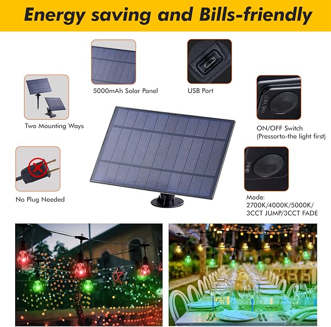 96FT Solar Outdoor String Lights - Image 5