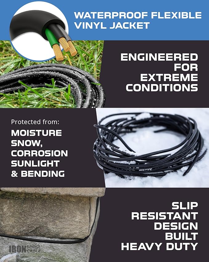 Iron Forge Cable 100 Ft Black Extension Cord, 100 Foot Extension Cord, 3 Prong - Image 4