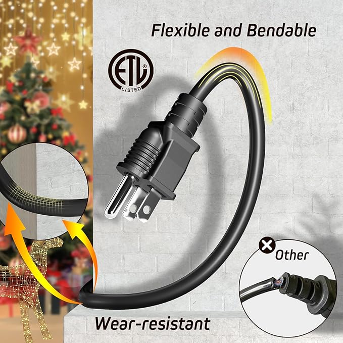 Eversimpleinc Black 1 to 4 Splitter Extension Cord, 3 Prong Plug - Image 7