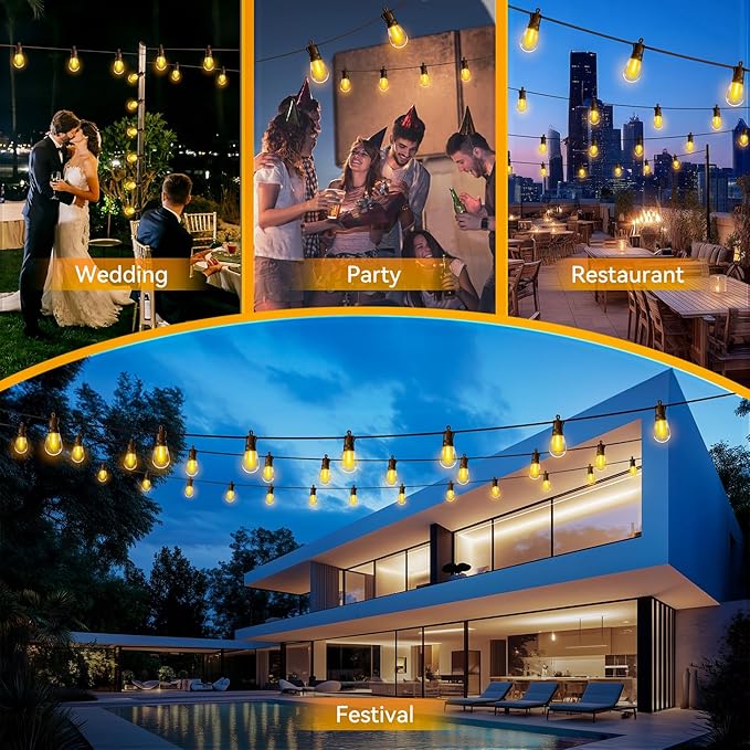 Outdoor String Lights Patio LED Light Outside - 20M 18+1 S14 LED - Image 7