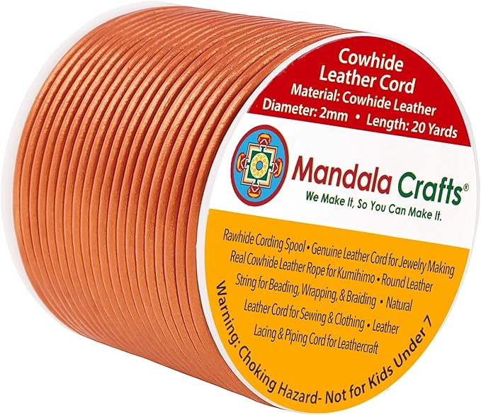 Mandala Crafts Round Genuine Copper Leather Cord by MandalaCrafts