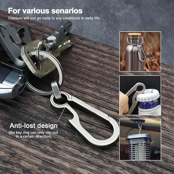 PJYTAC Key Chain Clip Titanium Carabiner Keychain Quick Release Carabiner - Image 7
