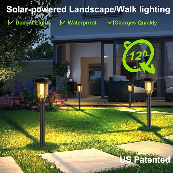 ILANCK Solar Pathway Lights Outdoor, 12 Pack Solar Lights Outdoor Waterproof - Image 5