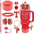 9PCS Red for Stanley Cup Accessories Set Bling Initials Bow Charms for Stanley by Unknown