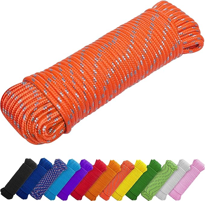 TECEUM Rope – 150 Feet x 1/4 Inch – Orange Gray – Strong All-Purpose Utility by TECEUM
