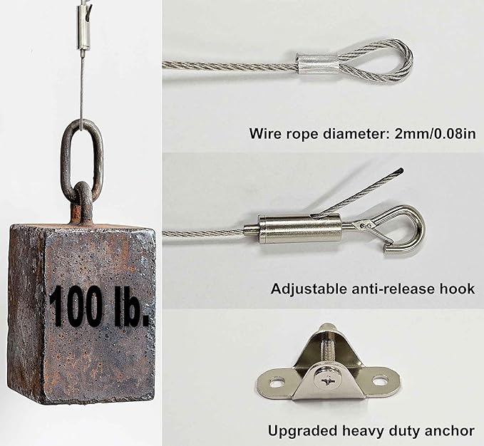 6 Sets Adjustable Hanging Wire Kit, Stainless Steel Multipurpose Suspension - Image 3