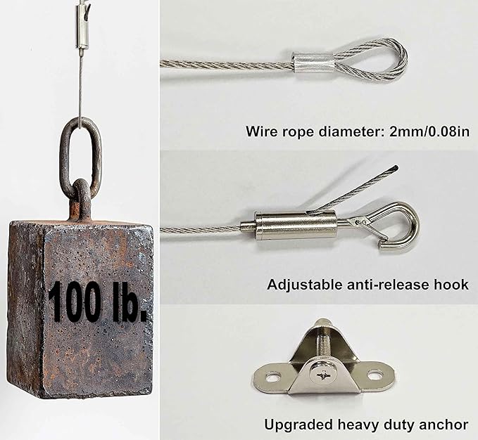 2 Sets Adjustable Hanging Wire Kit, Stainless Steel Multipurpose Suspension - Image 3