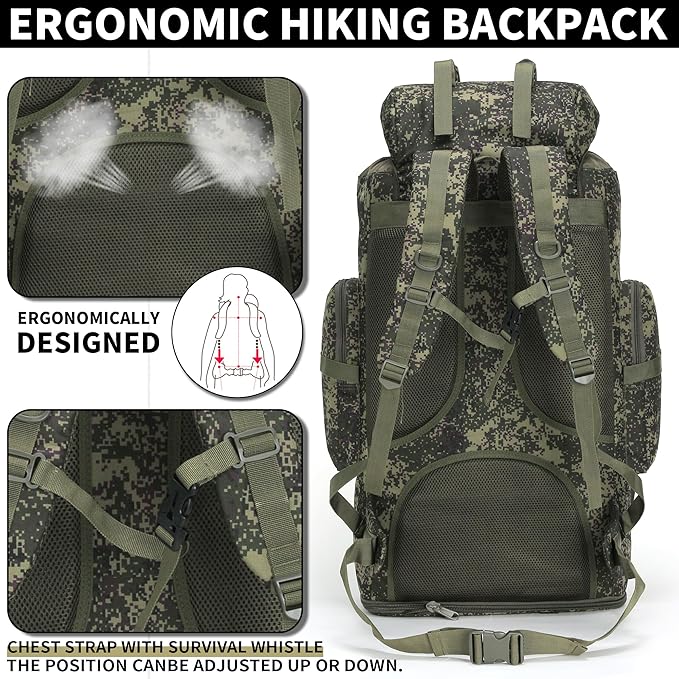 Hiking Backpack for Men 70L/100L Camping Backpack Military Rucksack Molle 3 - Image 5