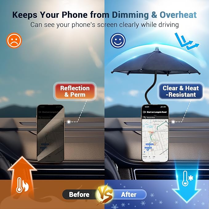 Dual Magnetic Phone Umbrella for Sun, Magnetic Cellphone Sunshade Shield - Image 5