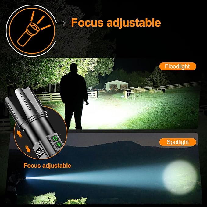 Super Bright Flashlight High Lumens 100000 Rechargeable, Powerful 50W LED - Image 2