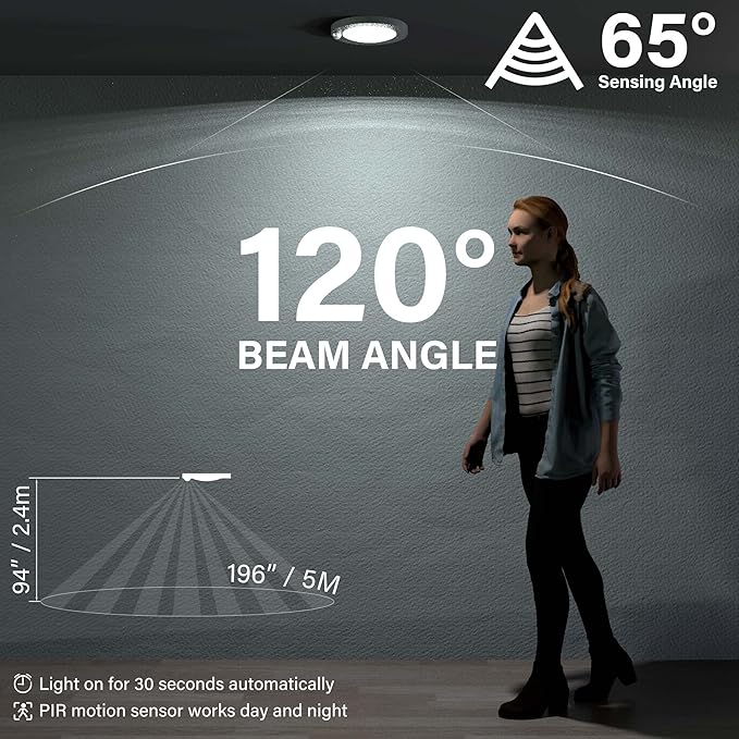 ZAGO LED 6" 120 Volts Closet Light Wired, PIR Motion Sensor Ceiling Disc Light - Image 4