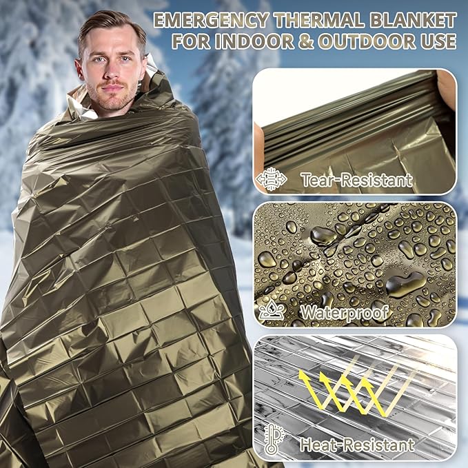 SecuCaptain Survival Emergency Thermal Blankets: Extra Large 84” x63” Space - Image 5