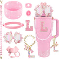 9PCS Pink for Stanley Cup Accessories Set Bling Initials Bow Charms for Stanley by Unknown