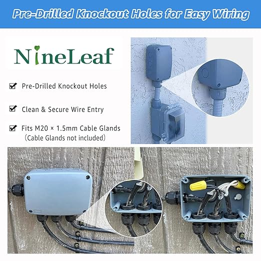 Outdoor Junction Box, Nineleaf IP66 Weatherproof Electrical Project Boxes - Image 2