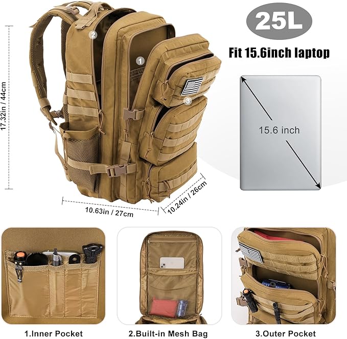 Military Tactical Backpack 25L Day Backpack - Image 3