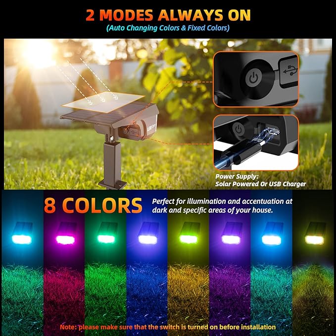 LEREKAM Color Solar Lights Outdoor Waterproof Spotlights - Image 4