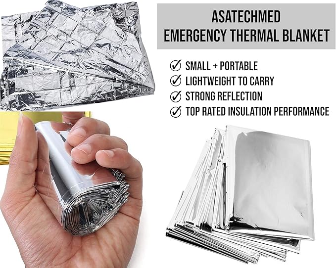 ASA TECHMED Emergency Mylar Thermal Blankets Bulk, Space Blanket Survival kit - Image 2
