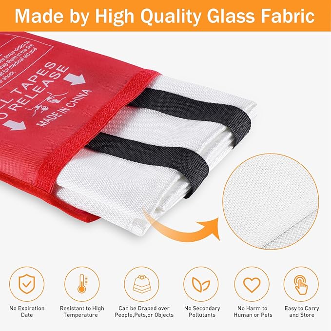 Mondoshop Fire Blanket for Home Kitchen Camping 12 Pack Emergency Fire Blanket - Image 6