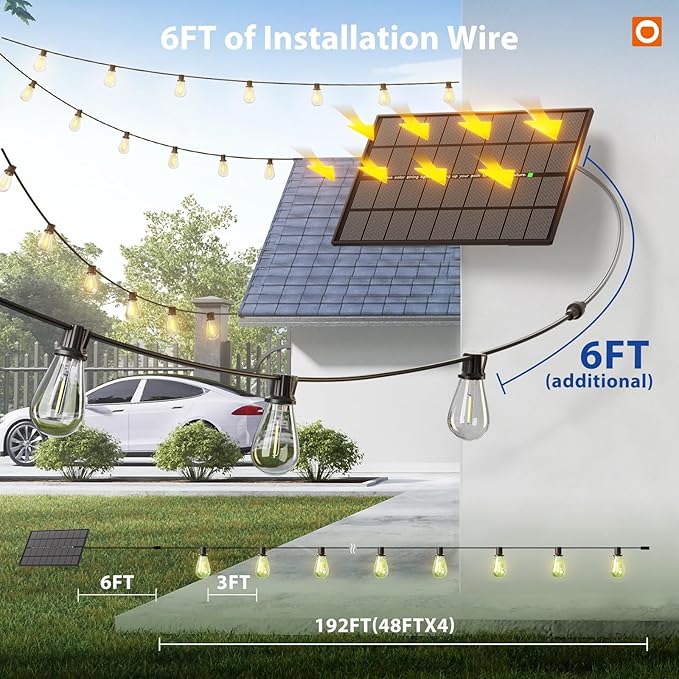 addlon 198FT Solar String Lights Outdoor Waterproof 6W Panel - Image 6