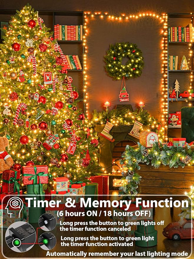 Upgraded 75.8 FT 200 LED Christmas String Lights Outdoor/Indoor, Timer & Memory - Image 3