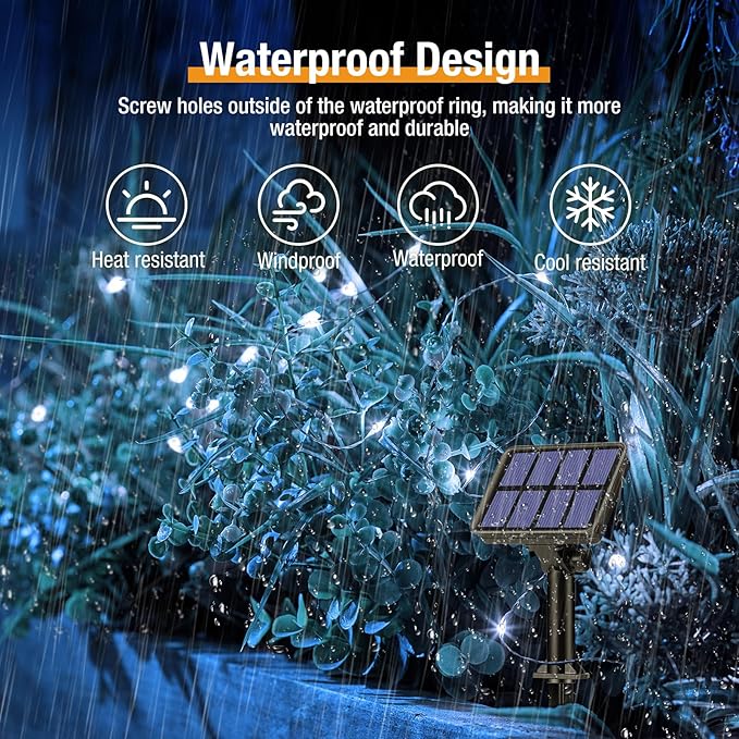 2-Pack Solar String Lights Outdoor, 160LED 66FT Solar Fairy Lights Waterproof 8 - Image 3