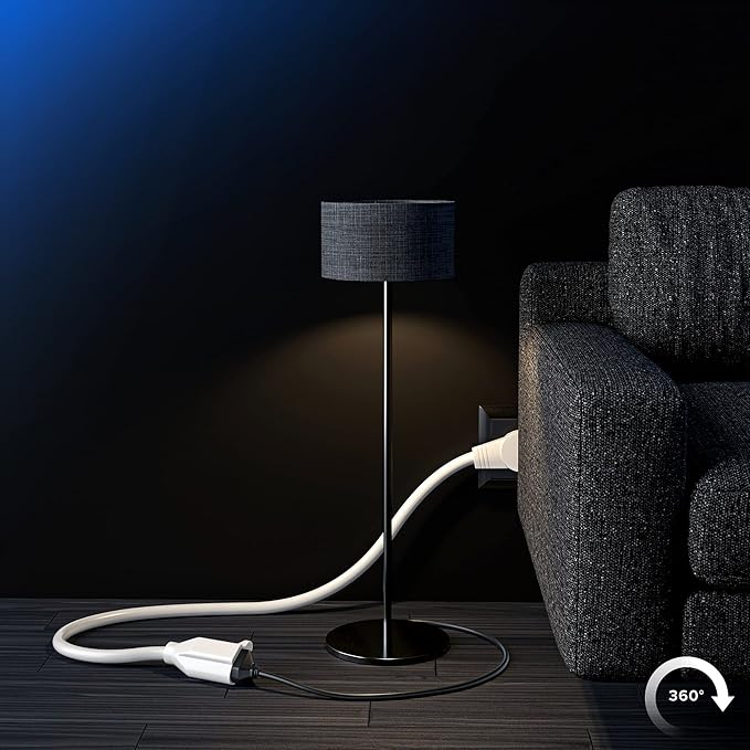 Maximm Extension Cord 15 Foot White Flat Plug, 360° Rotating Short Power Cord - Image 9