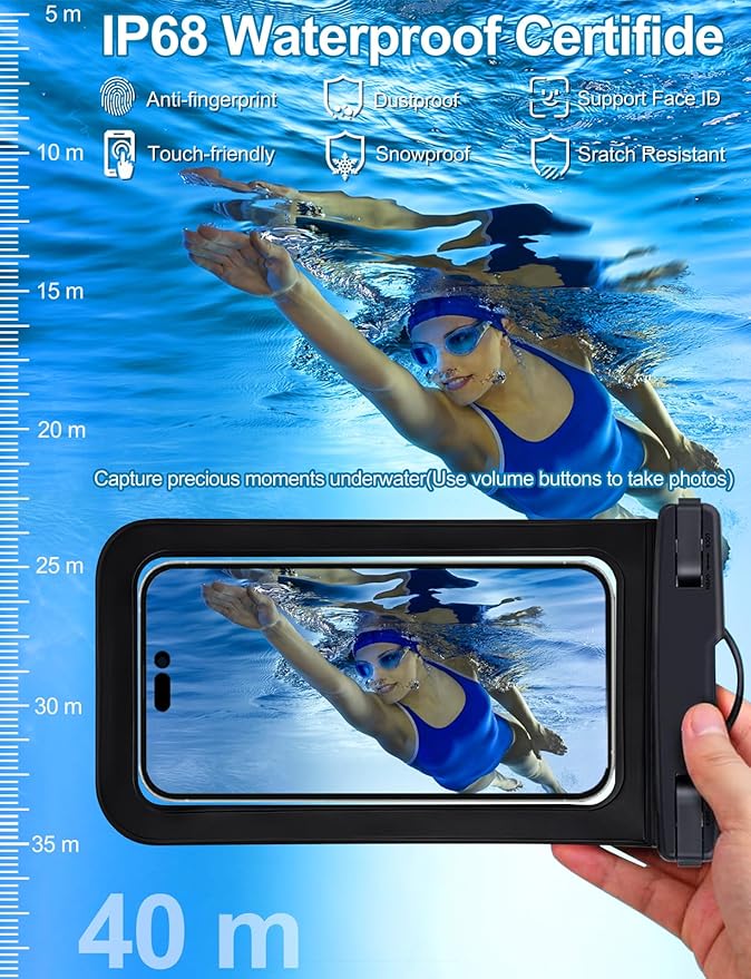 2 Pack White Universal Waterproof Phone Pouch, Large Phone Waterproof Case Dry - Image 4