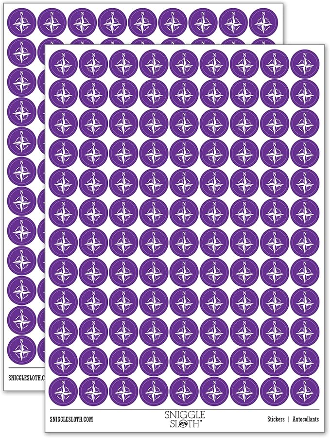 Compass Rose Nautical Star Navigation Map 200+ Round Stickers by Sniggle+Sloth