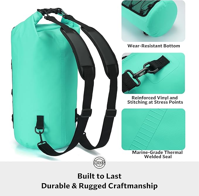 STOVER 5/10/25/30/40/55L Waterproof Dry Bag- Roll-Top Backpack w/Phone Case- - Image 4