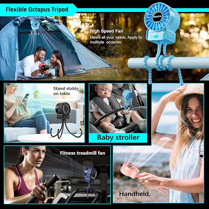 2 Pack Multifunctional Portable Stroller Fan 4 Speed 6600rpm High Speed Usb - Image 6