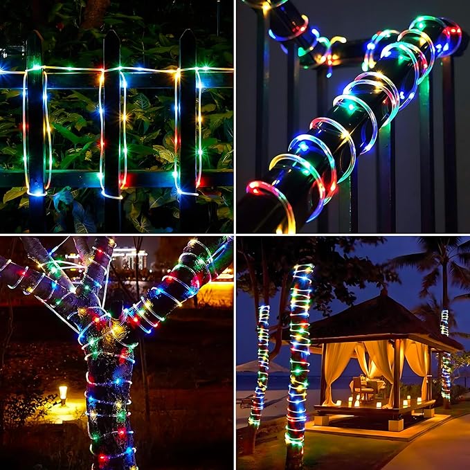 Solar Rope Lights, 66ft 200LED Solar String Lights, 8 Modes Waterproof Solar - Image 7