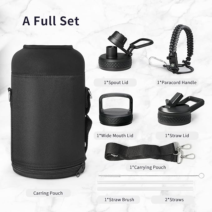 Trebo Water Bottle 64oz with Paracord Handle, Half Gallon Large Vacuum Triple - Image 6