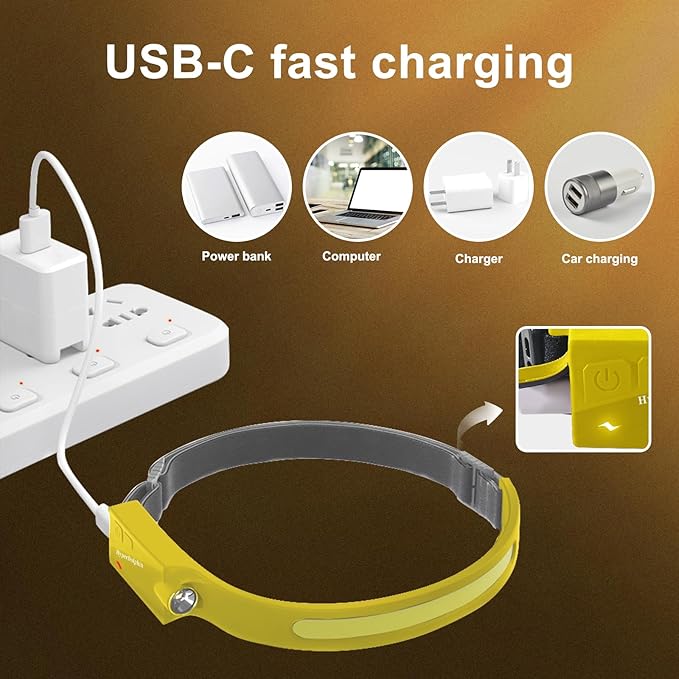 Headlamp Rechargeable LED 230° Wide Beam, USB-C Lightweight Head Lamp, Long - Image 9