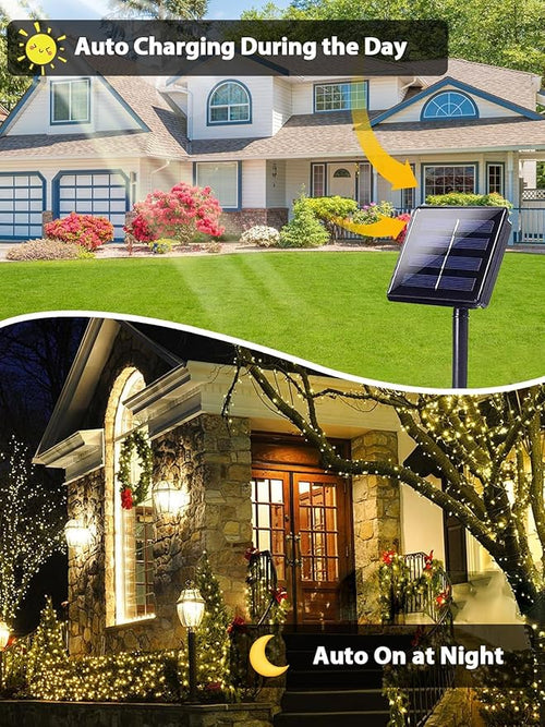 2 Pack Total 400 LED Solar Christmas Lights Outdoor, Solar String Lights - Image 2