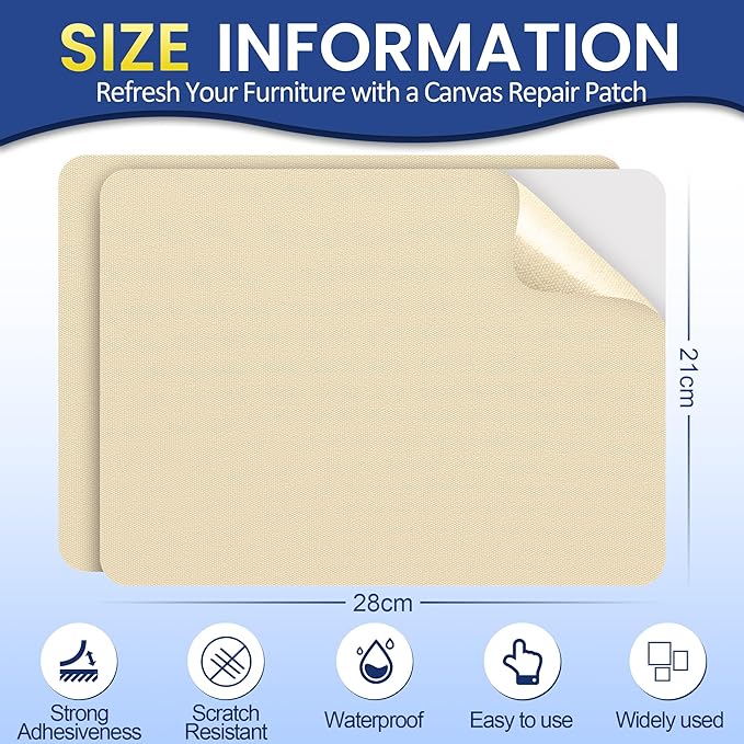 Self-Adhesive Canvas Repair Tape, 8.3" x 11" Waterproof Canvas Repair Patch - Image 2