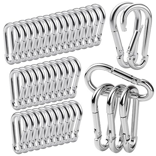 60Pack M6 Spring Snap Hooks Carabiner, 1/4" Heavy Duty Carabiner Clips Chain by REDOVANT