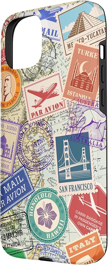 World Map Travel Passport Stamps Postage Stamp Case - Image 2