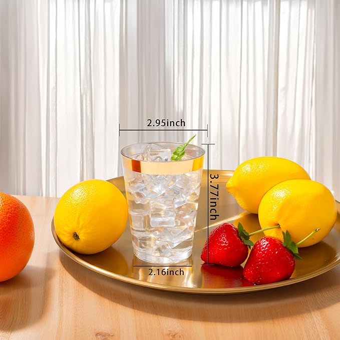 I00000 200 Pack Gold Plastic Cups, 10 oz Clear Plastic Cups Gold Rimmed - Image 4