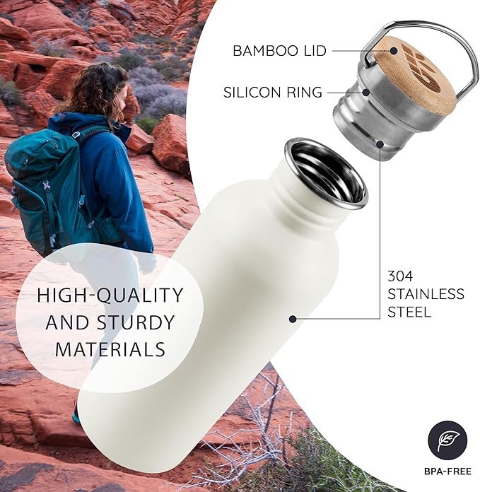 Bambaw Stainless Steel Water Bottle, 750 ml, Non-Insulated Water Bottle - Image 2
