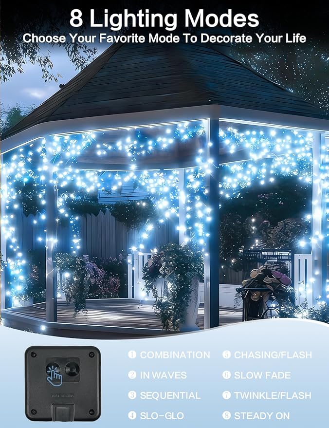 Solar String Lights Outdoor, 2 Pack 144FT 400 LED Solar Twinkle Lights - Image 5